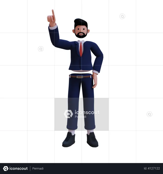 Empresário levantando o dedo  3D Illustration