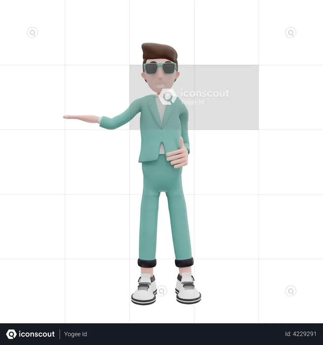 Empresário levantando uma mão para a direita  3D Illustration