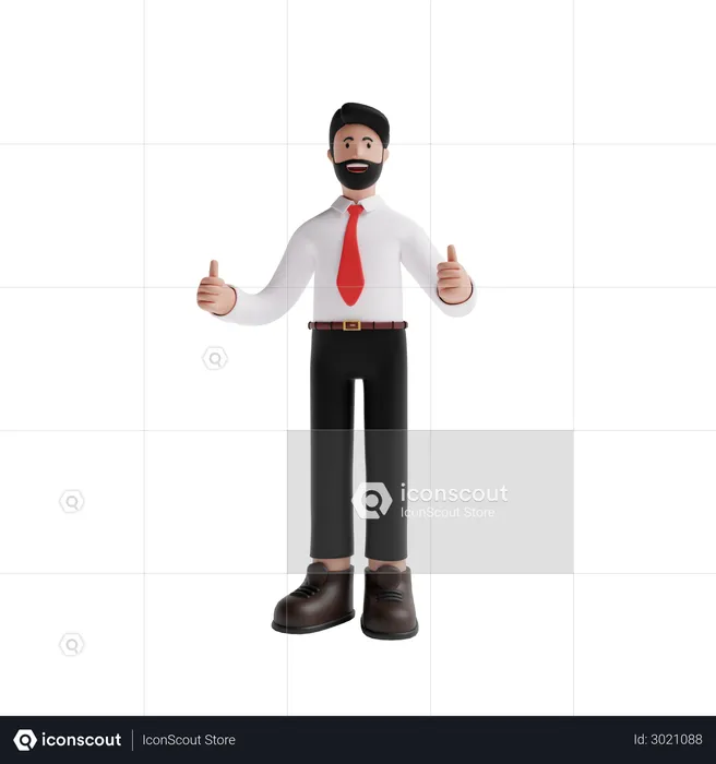 Pessoa de negócios mostrando o gesto com a mão polegar para cima  3D Illustration