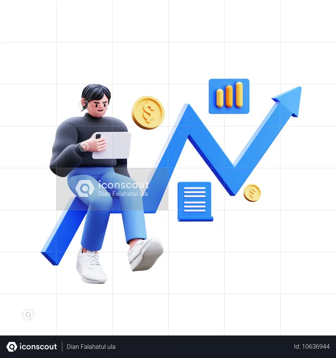 Empresário obtendo crescimento de negócios  3D Illustration