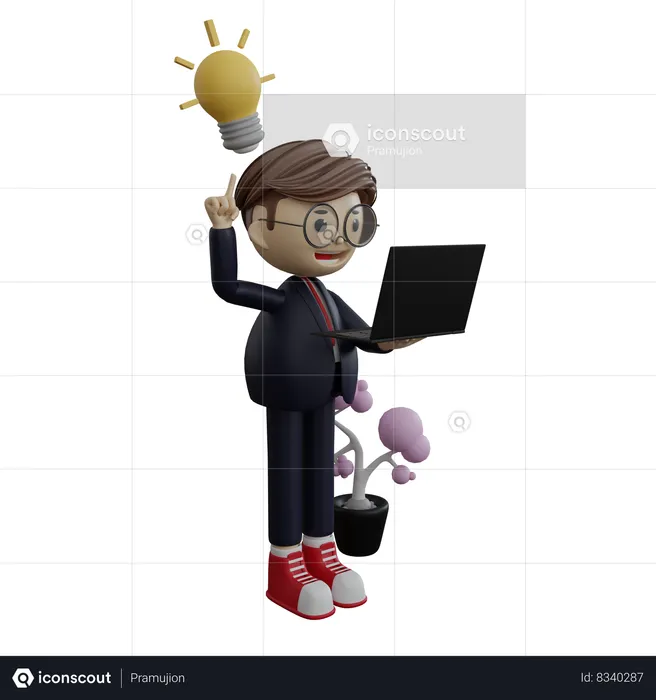 Empresario obteniendo idea de negocio  3D Illustration