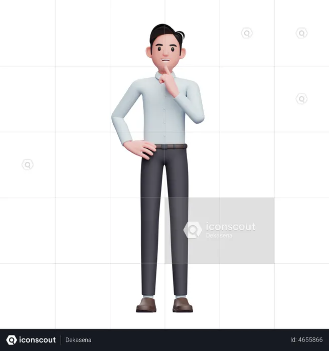 Pose de pensamiento de hombre de negocios  3D Illustration