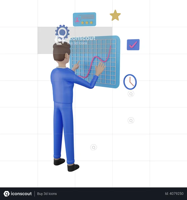 Pessoa de negócios preparando gráfico de apresentação  3D Illustration