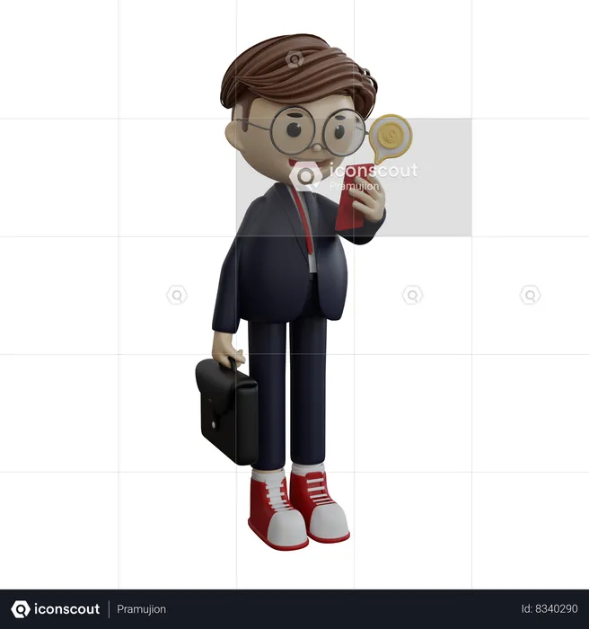Empresário recebendo mensagem financeira  3D Illustration