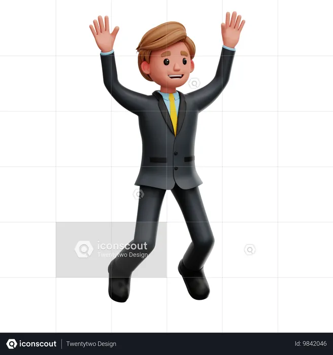 Empresario saltando y celebrando  3D Icon