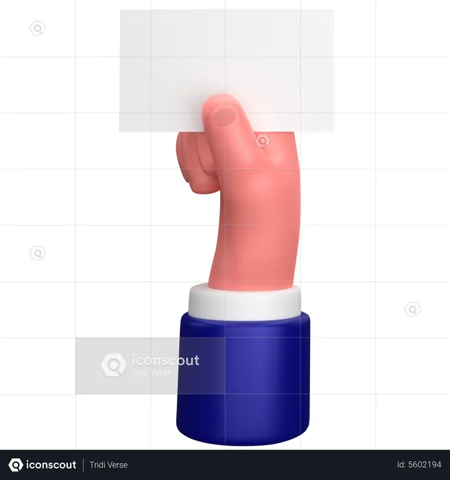 Empresário segurando um gesto com a mão de sinal de cartão em branco  3D Icon