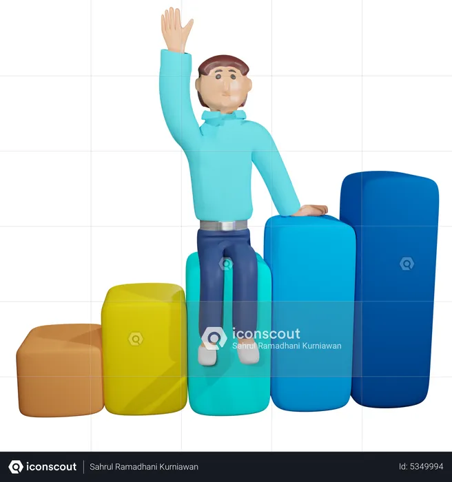 Hombre de negocios sentado en un gráfico  3D Illustration