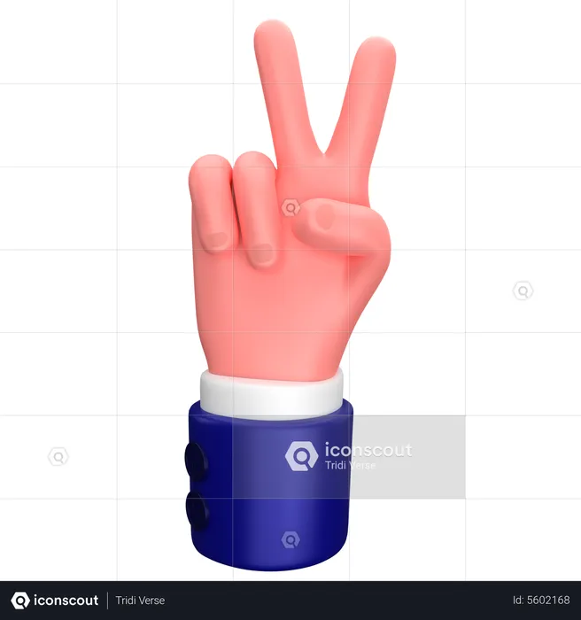 Gesto de la mano de victoria del empresario  3D Icon