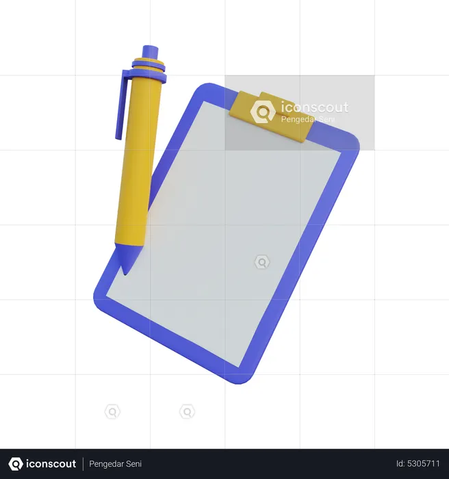 Empty Clipboard And Pen  3D Icon