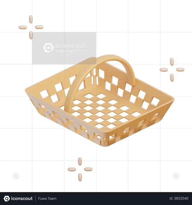 Empty Fruit Basket  3D Illustration