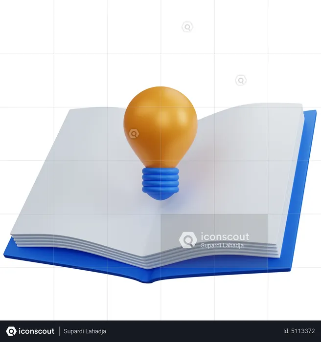 Empty Open Book With Lamp  3D Icon