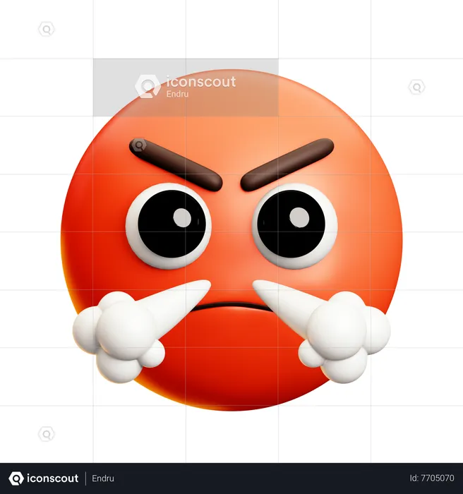 En colère contre le visage qui expire Emoji 3D Icon