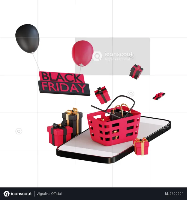 Remise sur les achats en ligne du Black Friday  3D Illustration