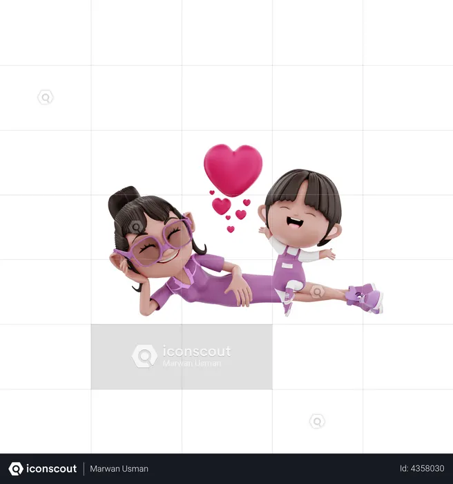 Preciosa madre e hijo  3D Icon