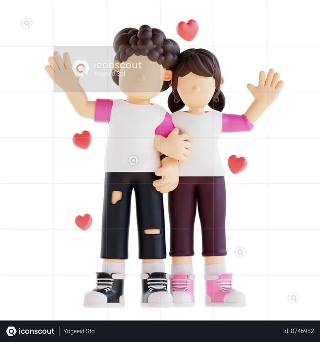 Pareja adorable  3D Illustration