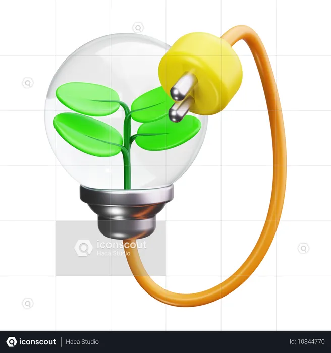 Enchufe, ecología, hoja, planta, medio ambiente, energía, potencia  3D Icon