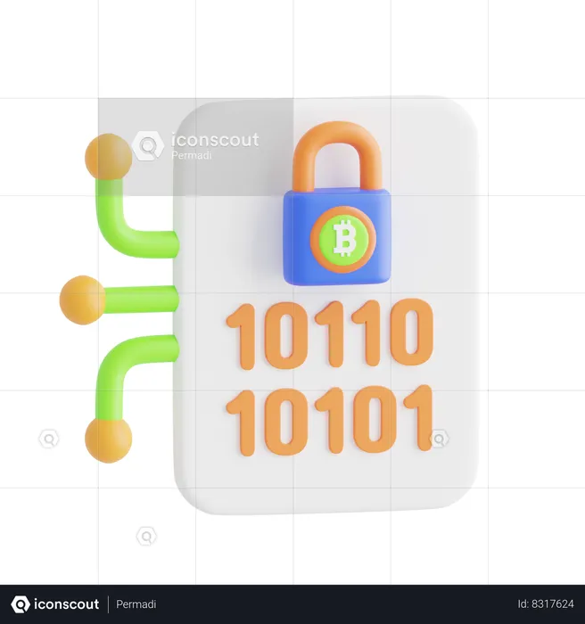 Encrypted Bitcoin  3D Icon