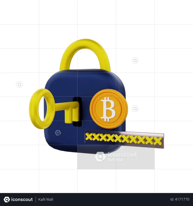 Encrypted Bitcoin  3D Illustration