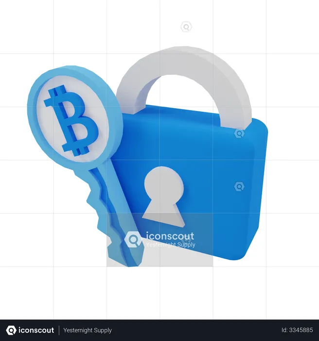 Encrypted bitcoin  3D Illustration