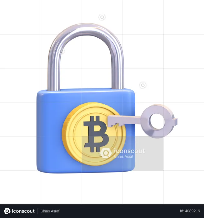 Encrypted Bitcoin  3D Illustration