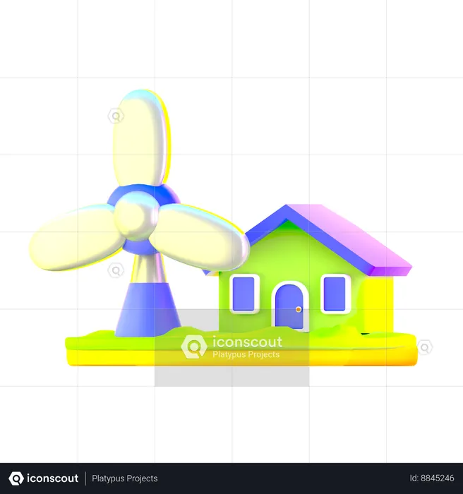 Energía eólica  3D Icon