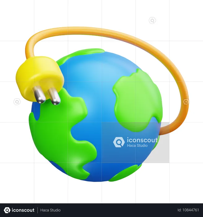 Énergie, terre, écologie, durable, environnement, vert, prise  3D Icon