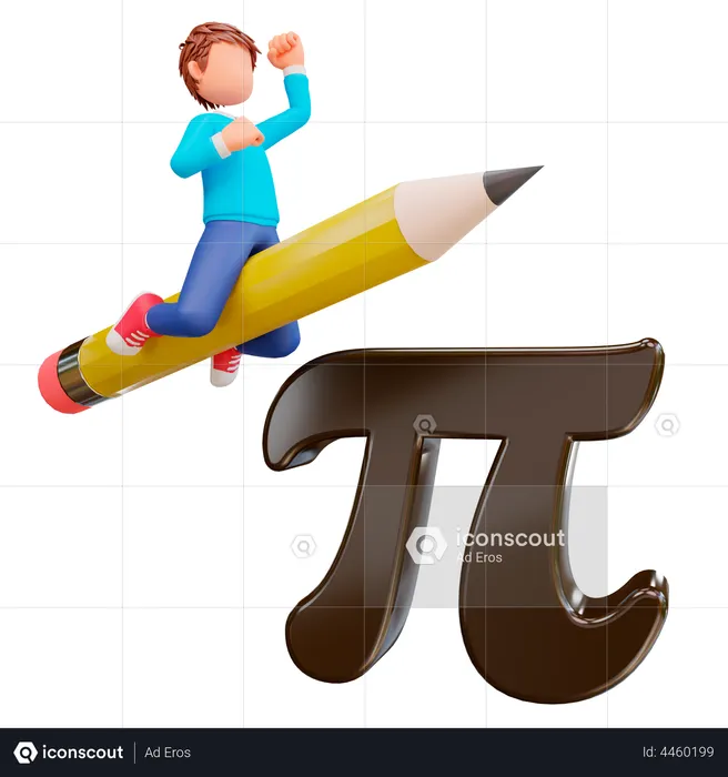 Enfant étudiant les mathématiques avec Pi  3D Icon