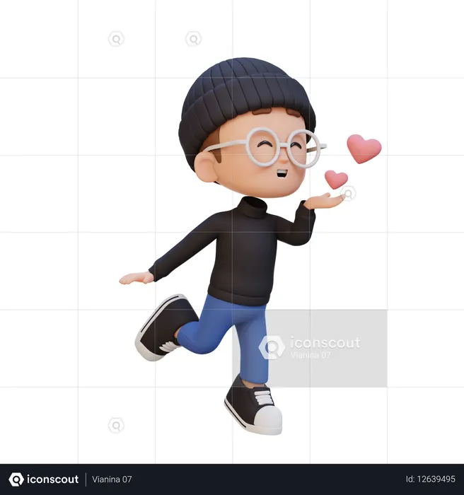 Enfant garçon donnant de l'amour  3D Icon