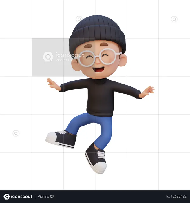 Enfant garçon prenant la pose du saut  3D Icon