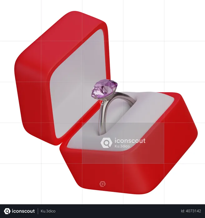 Engagement ring with box  3D Icon