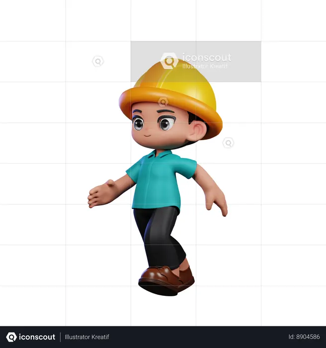 Engenheiro fofo correndo  3D Icon