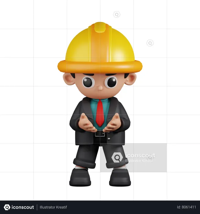 Engenheiro segurando algo  3D Icon