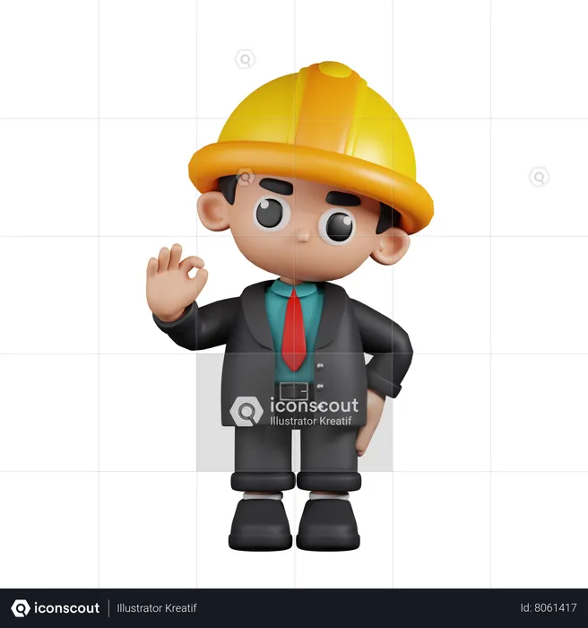 Engineer Giving Ok Sign  3D Illustration