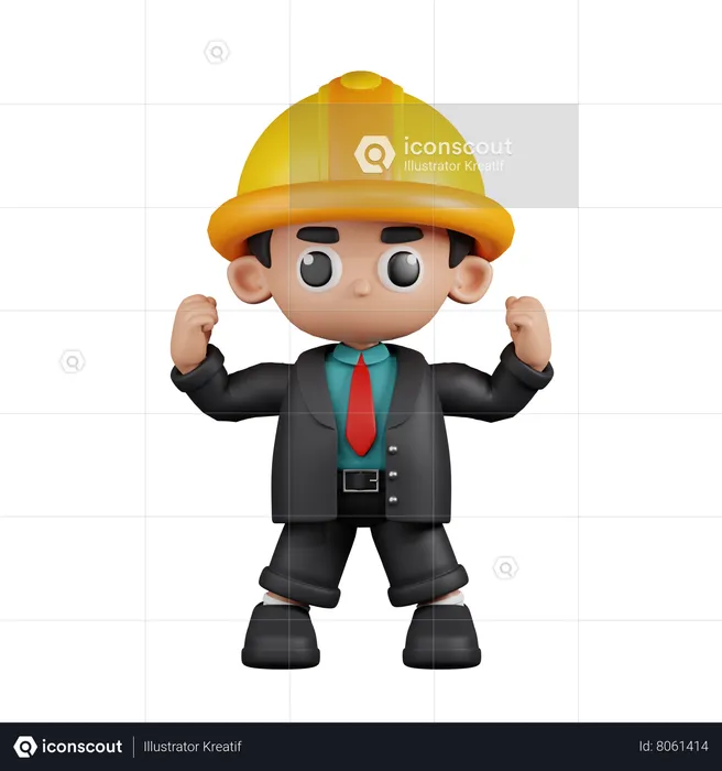Engineer Looking Strong  3D Illustration