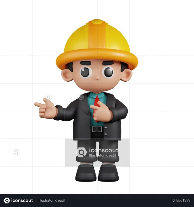 Engineer Pointing Fingers In Direction  3D Illustration