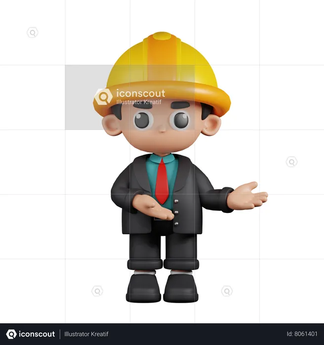 Engineer Pointing To Something  3D Illustration