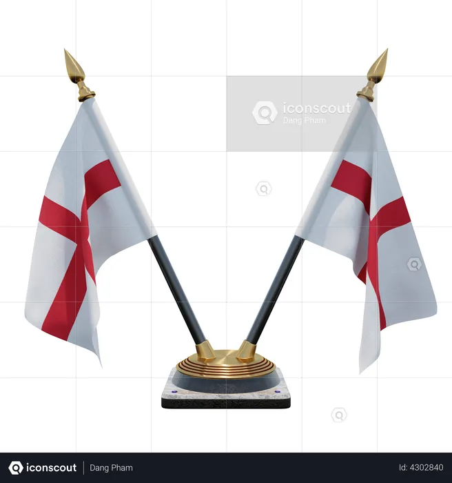 England Double Desk Flag Stand Flag 3D Illustration