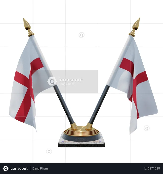 England Double (V) Desk Flag Stand Flag 3D Icon