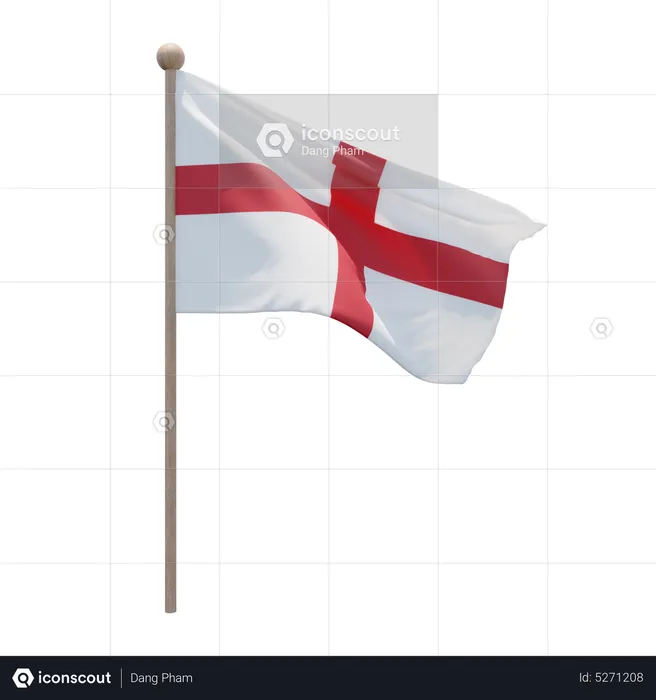 England Flagpole Flag 3D Icon