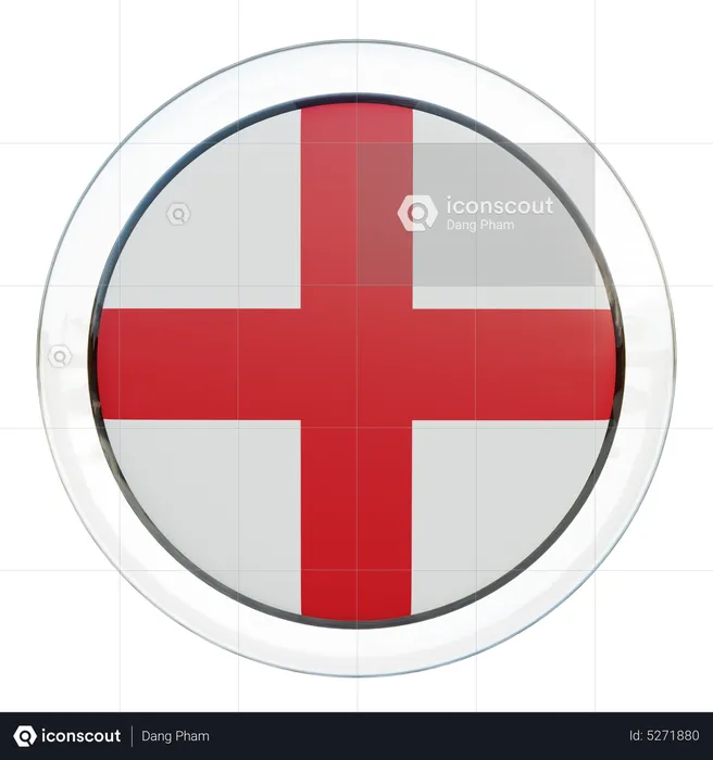 England Round Flag Flag 3D Icon
