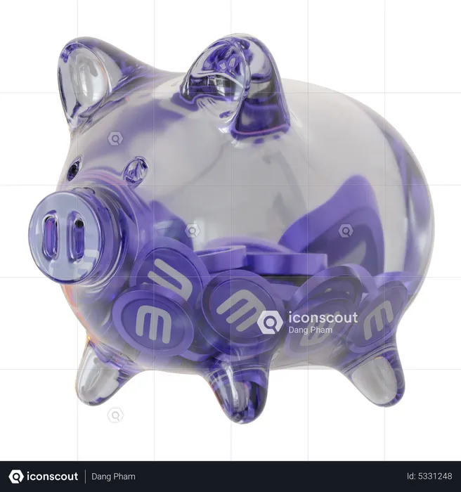 Enjin Coin (ENJ) Clear Glass Piggy Bank  3D Icon