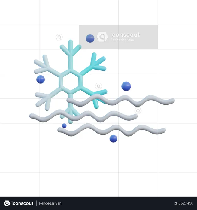 Neigeux et venteux  3D Icon