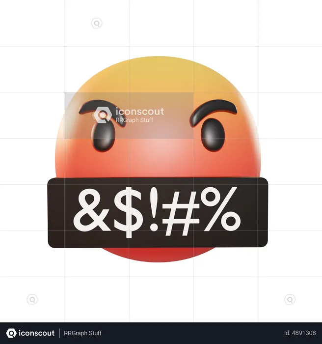 Enojado con símbolos en la boca Emoji 3D Icon
