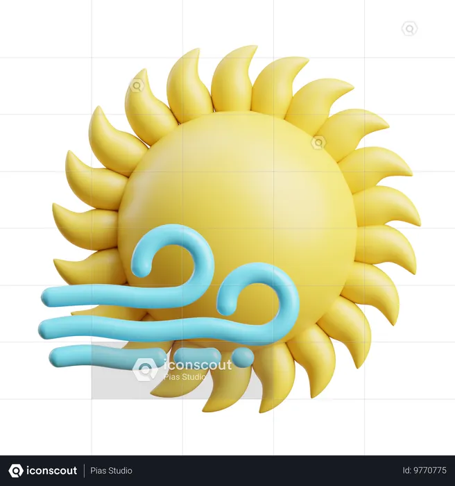 Ensoleillé, venteux  3D Icon