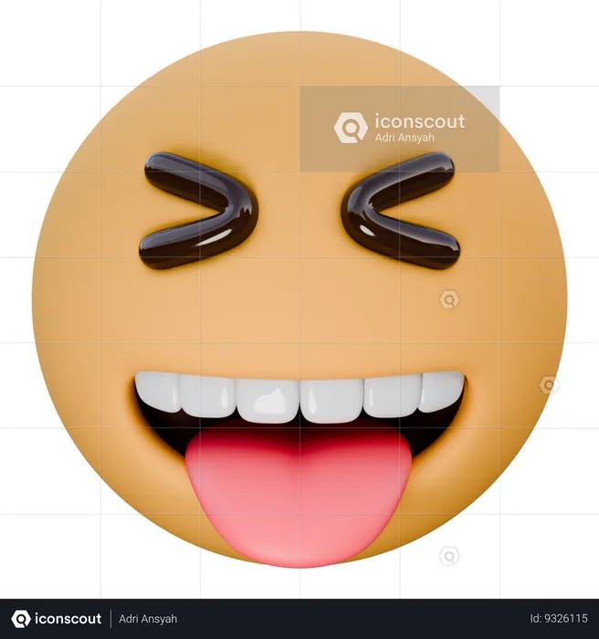 Entrecerrar los ojos con la lengua Emoji 3D Icon