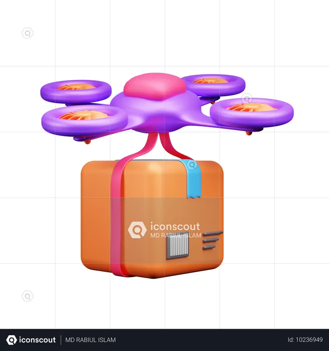 Entrega con drones  3D Icon