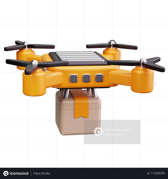 Entrega con drones  3D Icon