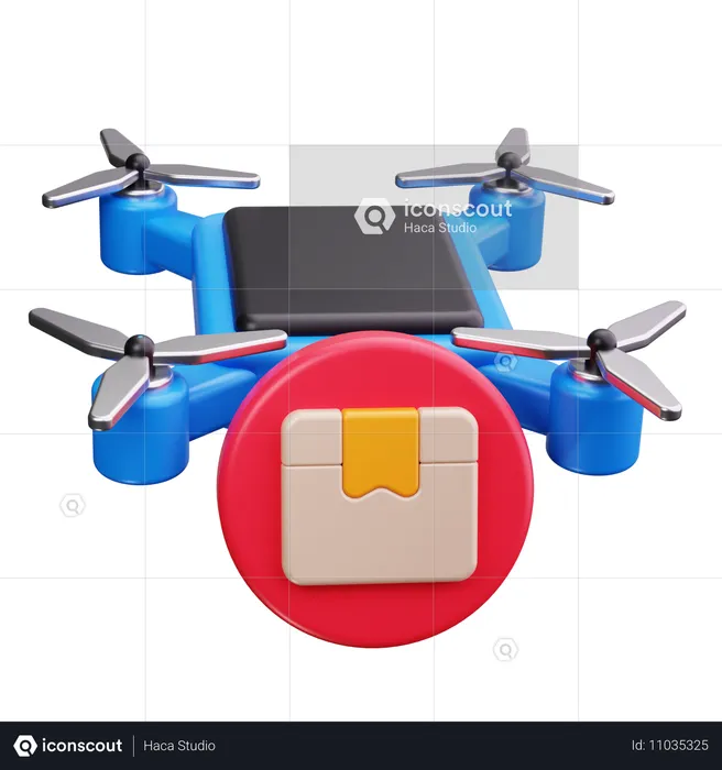 Entrega con drones  3D Icon