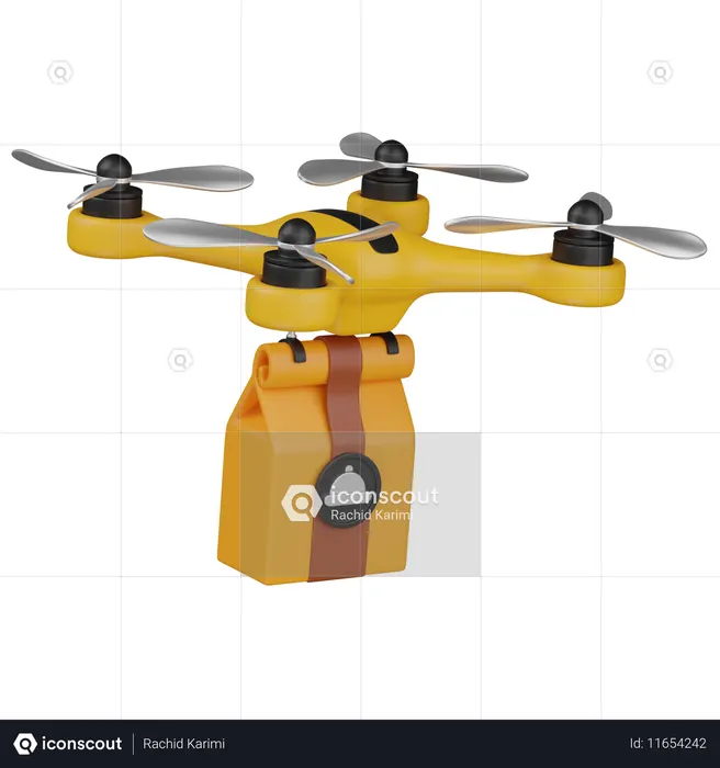 Entrega con drones  3D Icon