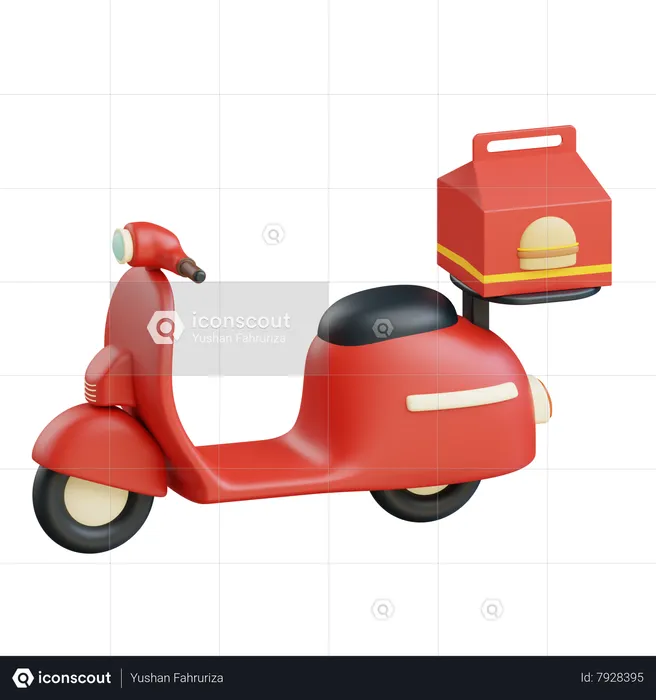 Entrega de comida en scooter  3D Icon